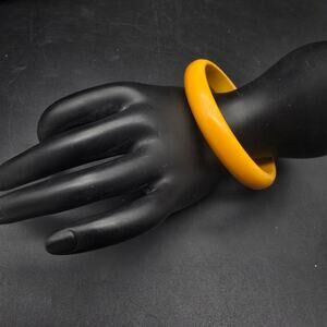 Yellow Bakelite Bangle Bracelet Vintage Plastic Costume Jewelry